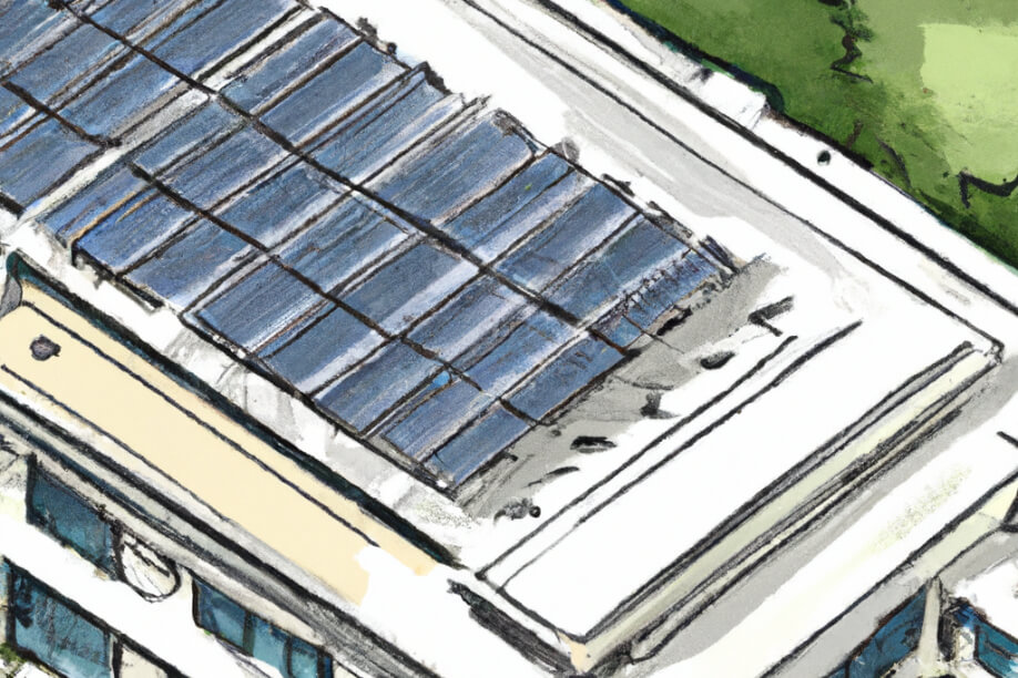Photovoltaik auf großem Firmengebäude