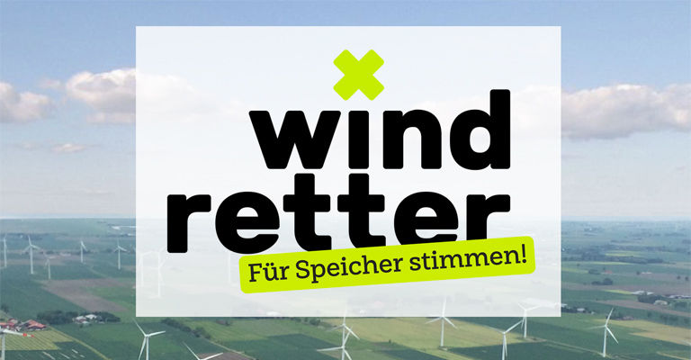 Artikelbild im Photovoltaik-Blog zu: „Windretter“-Kampagne fordert Speicherung regenerativer Energie